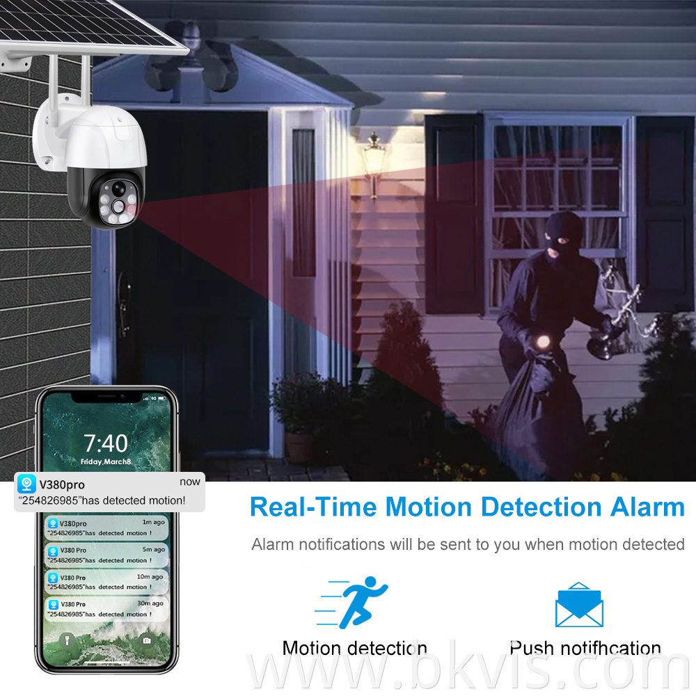vision home security waterproof wireless PTZ solar camera